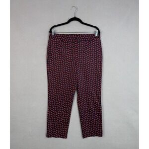 Talbots Pants Womens 8 Blue Ladybug Print Straight Cotton Stretch Casual Cute